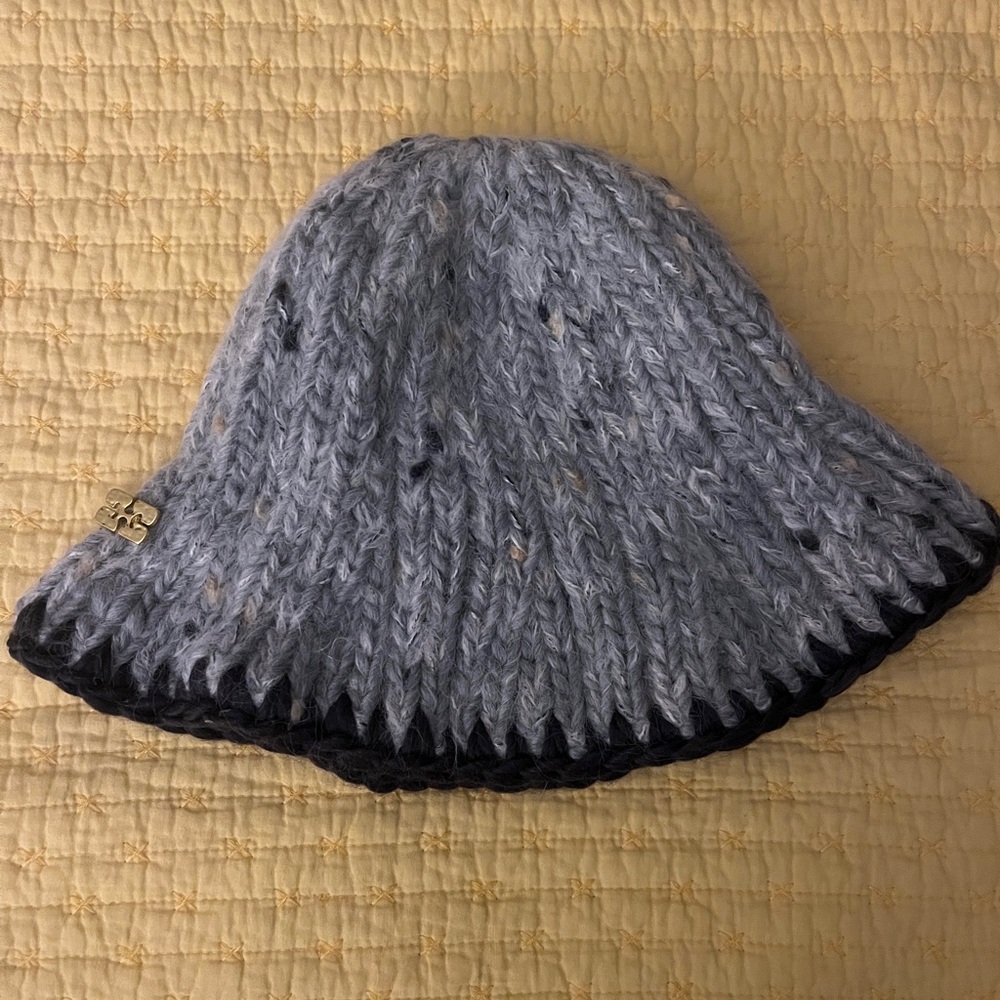 Ganni Gray and Black Knit Hat